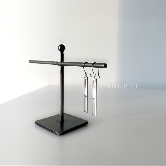 NEW Cast Sterling Silver Bar Drop Earrings - Picture 6 of 8